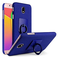 Handyhülle Hülle Kunststoff Schutzhülle Treibsand mit Fingerring Ständer für Samsung Galaxy J7 (2017) SM-J730F Blau