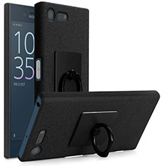 Handyhülle Hülle Kunststoff Schutzhülle Treibsand mit Fingerring Ständer für Sony Xperia X Compact Schwarz