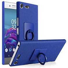 Handyhülle Hülle Kunststoff Schutzhülle Treibsand mit Fingerring Ständer für Sony Xperia XZ Premium Blau