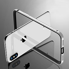 Handyhülle Hülle Luxus Aluminium Metall Rahmen für Apple iPhone X Silber