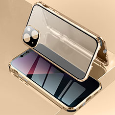Handyhülle Hülle Luxus Aluminium Metall Rahmen Spiegel 360 Grad Ganzkörper Tasche für Apple iPhone 13 Mini Gold