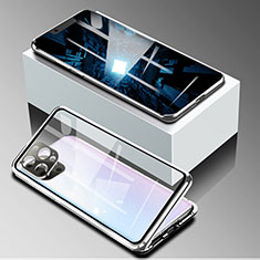 Handyhülle Hülle Luxus Aluminium Metall Rahmen Spiegel 360 Grad Ganzkörper Tasche für Apple iPhone 13 Pro Silber