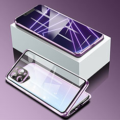 Handyhülle Hülle Luxus Aluminium Metall Rahmen Spiegel 360 Grad Ganzkörper Tasche für Apple iPhone 13 Pro Violett