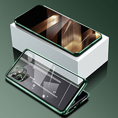 Handyhülle Hülle Luxus Aluminium Metall Rahmen Spiegel 360 Grad Ganzkörper Tasche für Apple iPhone 14 Pro Max Grün