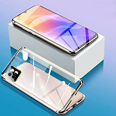 Handyhülle Hülle Luxus Aluminium Metall Rahmen Spiegel 360 Grad Ganzkörper Tasche für Huawei Enjoy 20 5G Gold