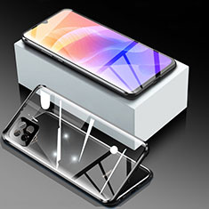 Handyhülle Hülle Luxus Aluminium Metall Rahmen Spiegel 360 Grad Ganzkörper Tasche für Huawei Enjoy 20 5G Schwarz