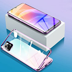 Handyhülle Hülle Luxus Aluminium Metall Rahmen Spiegel 360 Grad Ganzkörper Tasche für Huawei Enjoy 20 5G Violett