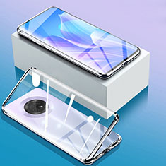 Handyhülle Hülle Luxus Aluminium Metall Rahmen Spiegel 360 Grad Ganzkörper Tasche für Huawei Enjoy 20 Plus 5G Silber