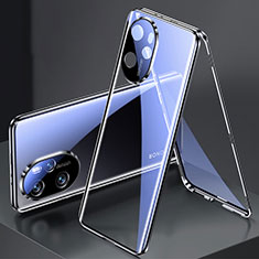 Handyhülle Hülle Luxus Aluminium Metall Rahmen Spiegel 360 Grad Ganzkörper Tasche für Huawei Honor 100 Pro 5G Schwarz