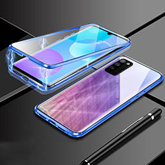 Handyhülle Hülle Luxus Aluminium Metall Rahmen Spiegel 360 Grad Ganzkörper Tasche für Huawei Honor 30 Lite 5G Blau