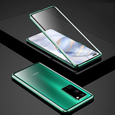 Handyhülle Hülle Luxus Aluminium Metall Rahmen Spiegel 360 Grad Ganzkörper Tasche für Huawei Honor 30 Pro Grün