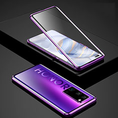 Handyhülle Hülle Luxus Aluminium Metall Rahmen Spiegel 360 Grad Ganzkörper Tasche für Huawei Honor 30 Pro+ Plus Violett
