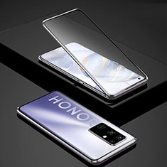 Handyhülle Hülle Luxus Aluminium Metall Rahmen Spiegel 360 Grad Ganzkörper Tasche für Huawei Honor 30 Silber