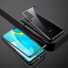 Handyhülle Hülle Luxus Aluminium Metall Rahmen Spiegel 360 Grad Ganzkörper Tasche für Huawei Honor 30S Schwarz