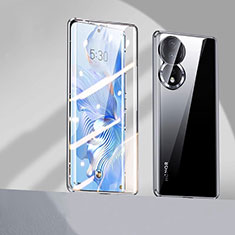 Handyhülle Hülle Luxus Aluminium Metall Rahmen Spiegel 360 Grad Ganzkörper Tasche für Huawei Honor 80 5G Schwarz