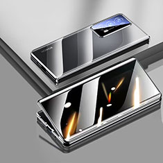 Handyhülle Hülle Luxus Aluminium Metall Rahmen Spiegel 360 Grad Ganzkörper Tasche für Huawei Honor Magic V2 Ultimate 5G Schwarz