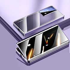 Handyhülle Hülle Luxus Aluminium Metall Rahmen Spiegel 360 Grad Ganzkörper Tasche für Huawei Honor Magic V2 Ultimate 5G Violett