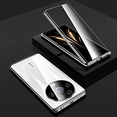 Handyhülle Hülle Luxus Aluminium Metall Rahmen Spiegel 360 Grad Ganzkörper Tasche für Huawei Honor Magic4 Ultimate 5G Silber