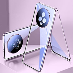 Handyhülle Hülle Luxus Aluminium Metall Rahmen Spiegel 360 Grad Ganzkörper Tasche für Huawei Honor Magic5 5G Helles Lila