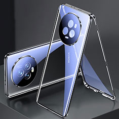 Handyhülle Hülle Luxus Aluminium Metall Rahmen Spiegel 360 Grad Ganzkörper Tasche für Huawei Honor Magic5 5G Schwarz