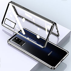 Handyhülle Hülle Luxus Aluminium Metall Rahmen Spiegel 360 Grad Ganzkörper Tasche für Huawei Honor Play4 Pro 5G Schwarz