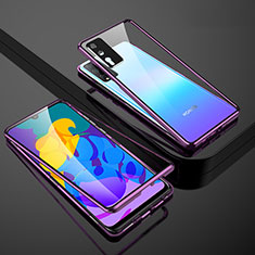 Handyhülle Hülle Luxus Aluminium Metall Rahmen Spiegel 360 Grad Ganzkörper Tasche für Huawei Honor Play4T Pro Violett