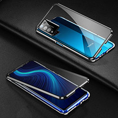 Handyhülle Hülle Luxus Aluminium Metall Rahmen Spiegel 360 Grad Ganzkörper Tasche für Huawei Honor X10 5G Schwarz