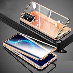 Handyhülle Hülle Luxus Aluminium Metall Rahmen Spiegel 360 Grad Ganzkörper Tasche für Huawei Honor X10 Max 5G Gold