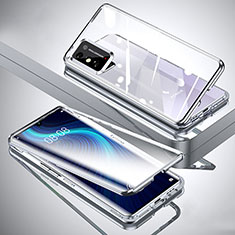 Handyhülle Hülle Luxus Aluminium Metall Rahmen Spiegel 360 Grad Ganzkörper Tasche für Huawei Honor X10 Max 5G Silber