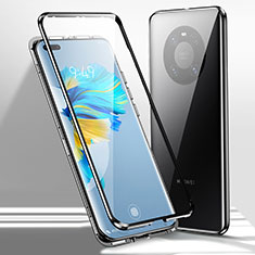 Handyhülle Hülle Luxus Aluminium Metall Rahmen Spiegel 360 Grad Ganzkörper Tasche für Huawei Mate 40 Pro Schwarz