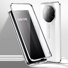 Handyhülle Hülle Luxus Aluminium Metall Rahmen Spiegel 360 Grad Ganzkörper Tasche für Huawei Mate 40 RS Weiß