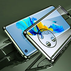 Handyhülle Hülle Luxus Aluminium Metall Rahmen Spiegel 360 Grad Ganzkörper Tasche für Huawei Mate 40E 4G Grün