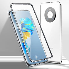 Handyhülle Hülle Luxus Aluminium Metall Rahmen Spiegel 360 Grad Ganzkörper Tasche für Huawei Mate 40E Pro 5G Weiß