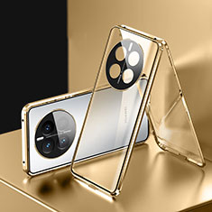 Handyhülle Hülle Luxus Aluminium Metall Rahmen Spiegel 360 Grad Ganzkörper Tasche für Huawei Mate 50E Gold