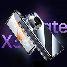 Handyhülle Hülle Luxus Aluminium Metall Rahmen Spiegel 360 Grad Ganzkörper Tasche für Huawei Mate X3 Schwarz