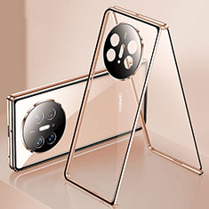 Handyhülle Hülle Luxus Aluminium Metall Rahmen Spiegel 360 Grad Ganzkörper Tasche für Huawei Mate X5 Gold