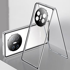 Handyhülle Hülle Luxus Aluminium Metall Rahmen Spiegel 360 Grad Ganzkörper Tasche für Huawei Mate X5 Silber