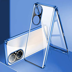 Handyhülle Hülle Luxus Aluminium Metall Rahmen Spiegel 360 Grad Ganzkörper Tasche für Huawei Nova 11i Blau