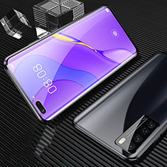 Handyhülle Hülle Luxus Aluminium Metall Rahmen Spiegel 360 Grad Ganzkörper Tasche für Huawei Nova 7 Pro 5G Schwarz