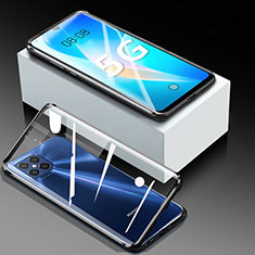 Handyhülle Hülle Luxus Aluminium Metall Rahmen Spiegel 360 Grad Ganzkörper Tasche für Huawei Nova 8 SE 5G Schwarz