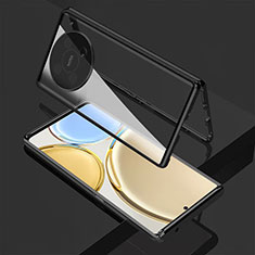 Handyhülle Hülle Luxus Aluminium Metall Rahmen Spiegel 360 Grad Ganzkörper Tasche für Huawei Nova Y91 Schwarz