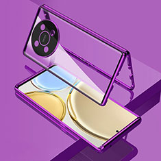 Handyhülle Hülle Luxus Aluminium Metall Rahmen Spiegel 360 Grad Ganzkörper Tasche für Huawei Nova Y91 Violett