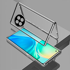Handyhülle Hülle Luxus Aluminium Metall Rahmen Spiegel 360 Grad Ganzkörper Tasche für OnePlus 11R 5G Silber