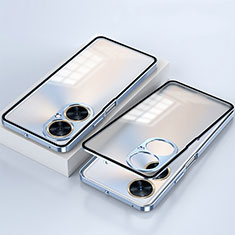 Handyhülle Hülle Luxus Aluminium Metall Rahmen Spiegel 360 Grad Ganzkörper Tasche für OnePlus Nord CE 3 5G Blau