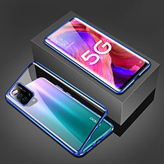 Handyhülle Hülle Luxus Aluminium Metall Rahmen Spiegel 360 Grad Ganzkörper Tasche für OnePlus Nord N200 5G Blau