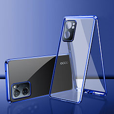 Handyhülle Hülle Luxus Aluminium Metall Rahmen Spiegel 360 Grad Ganzkörper Tasche für OnePlus Nord N300 5G Blau