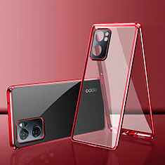 Handyhülle Hülle Luxus Aluminium Metall Rahmen Spiegel 360 Grad Ganzkörper Tasche für OnePlus Nord N300 5G Rot