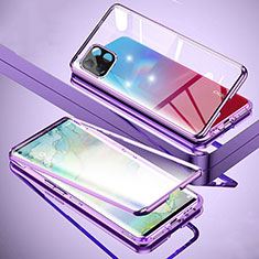 Handyhülle Hülle Luxus Aluminium Metall Rahmen Spiegel 360 Grad Ganzkörper Tasche für Oppo A53 5G Violett