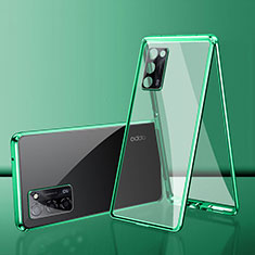 Handyhülle Hülle Luxus Aluminium Metall Rahmen Spiegel 360 Grad Ganzkörper Tasche für Oppo A55S 5G Grün