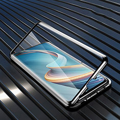 Handyhülle Hülle Luxus Aluminium Metall Rahmen Spiegel 360 Grad Ganzkörper Tasche für Oppo A92s 5G Schwarz